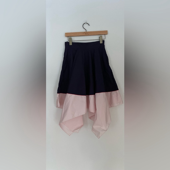 COS Navy & Blush Asymmetrical Handkerchief Hem Skirt Minimalist Designer 4 - Picture 5 of 5